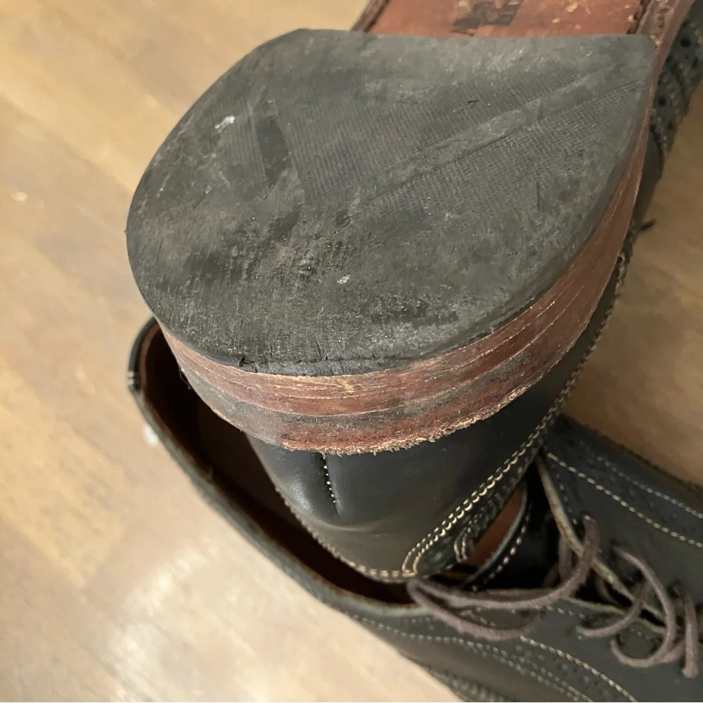 ALLEN‎ EDMONDS McTavish Size 9.5 Black Leather Oxford Lace Up Wingtip Shoes